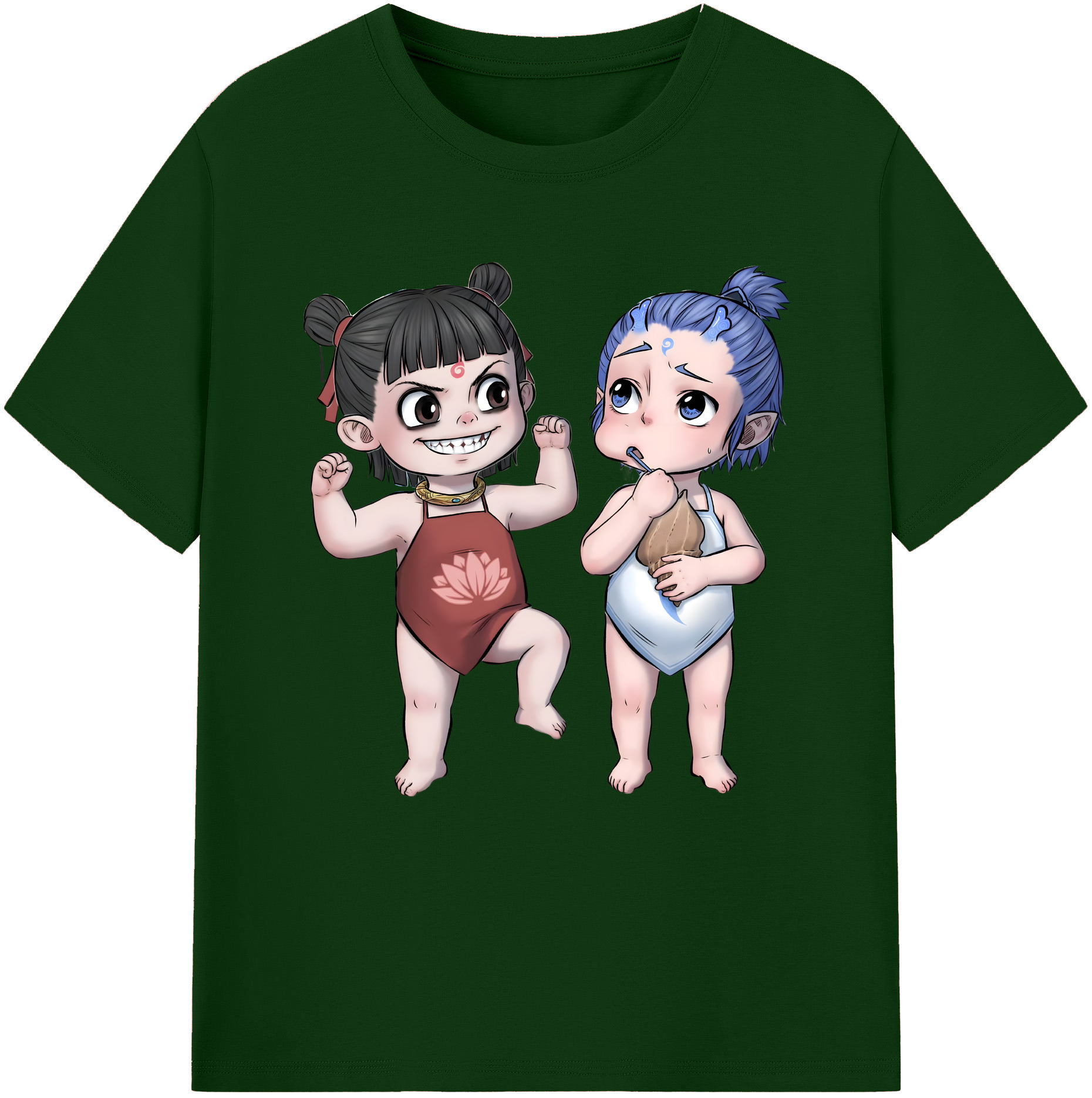 （画像用） Ne Zha 2 ナタ 魔童の大暴れ 綿100％半袖Tシャツ（フロントプリント）